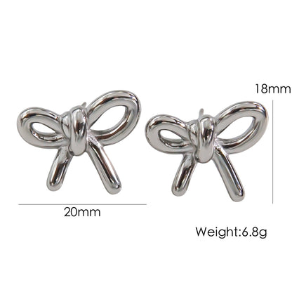 304 Stainless Steel Gold Plated Silver Plated Casual Sweet Plating Bow Knot Earrings Necklace