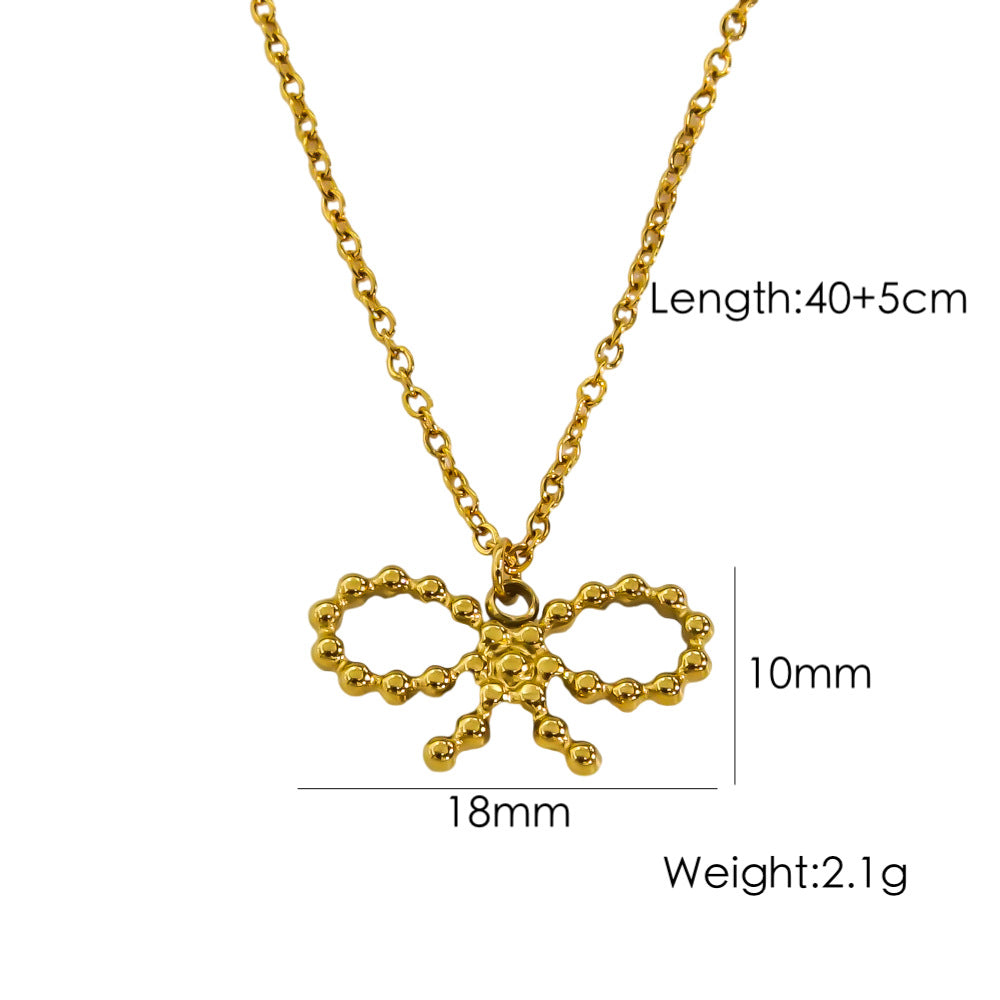 304 Stainless Steel Gold Plated Silver Plated Casual Sweet Plating Bow Knot Earrings Necklace