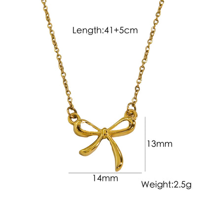 304 Stainless Steel Gold Plated Silver Plated Casual Sweet Plating Bow Knot Earrings Necklace