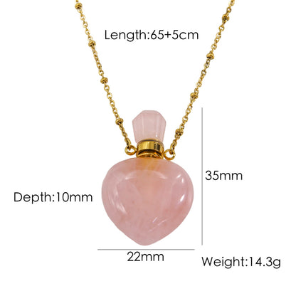 IG Style Simple Style British Style Perfume Bottle Stainless Steel Natural Stone 14K Gold Plated Pendant Necklace In Bulk