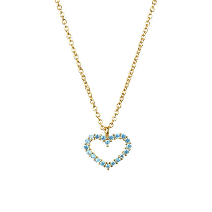 Sterling Silver Elegant Simple Style Heart Shape Zircon Pendant Necklace