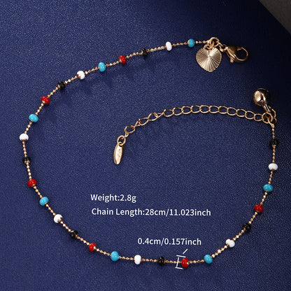 XUPING Simple Style Commute Round Alloy Copper Alloy Enamel 18K Gold Plated Women's Anklet