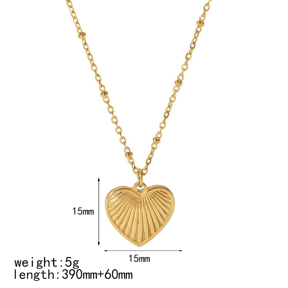 Retro Round Heart Shape Eye Stainless Steel Polishing Plating 18k Gold Plated Pendant Necklace