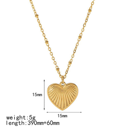 Vintage Style Round Square Heart Shape Stainless Steel Polishing Plating 18k Gold Plated Pendant Necklace