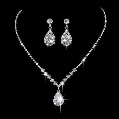 Luxurious Bridal Geometric Rhinestone Tassel Women's Jewelry Set