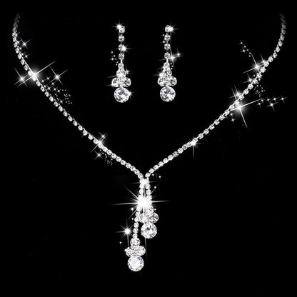 Luxurious Bridal Geometric Rhinestone Tassel Women's Jewelry Set