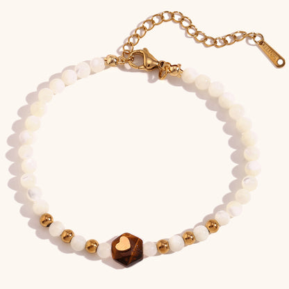 Simple Style Geometric Stainless Steel Artificial Pearl Natural Stone Beaded Plating Women's Bracelets