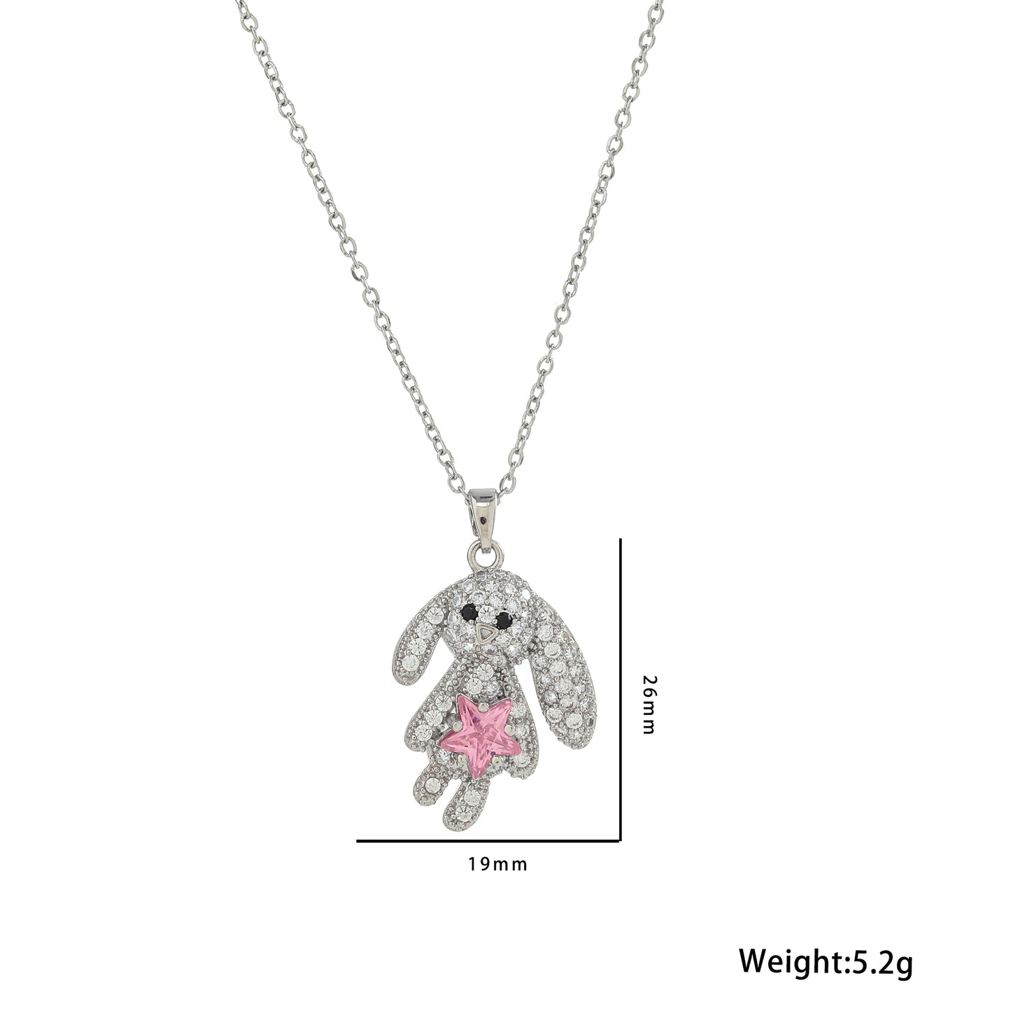 Stainless Steel 18K Gold Plated Cute Rabbit Inlay Zircon Pendant Necklace