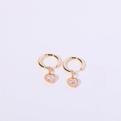 1 Pair Simple Style Heart Shape Plating Inlay Copper Zircon Ear Studs