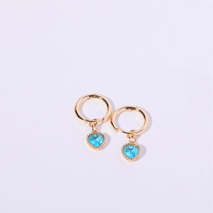 1 Pair Simple Style Heart Shape Plating Inlay Copper Zircon Ear Studs