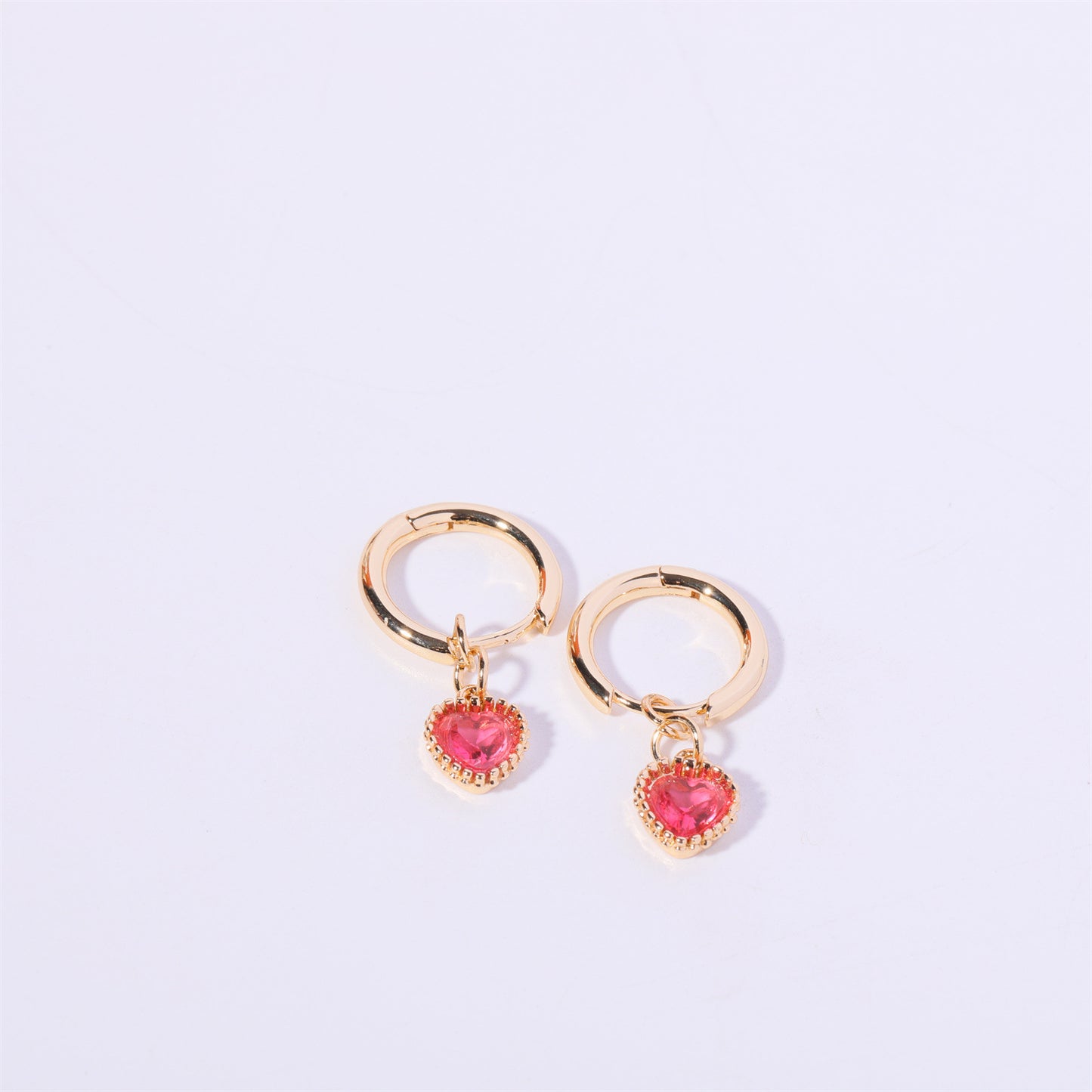 1 Pair Simple Style Heart Shape Plating Inlay Copper Zircon Ear Studs