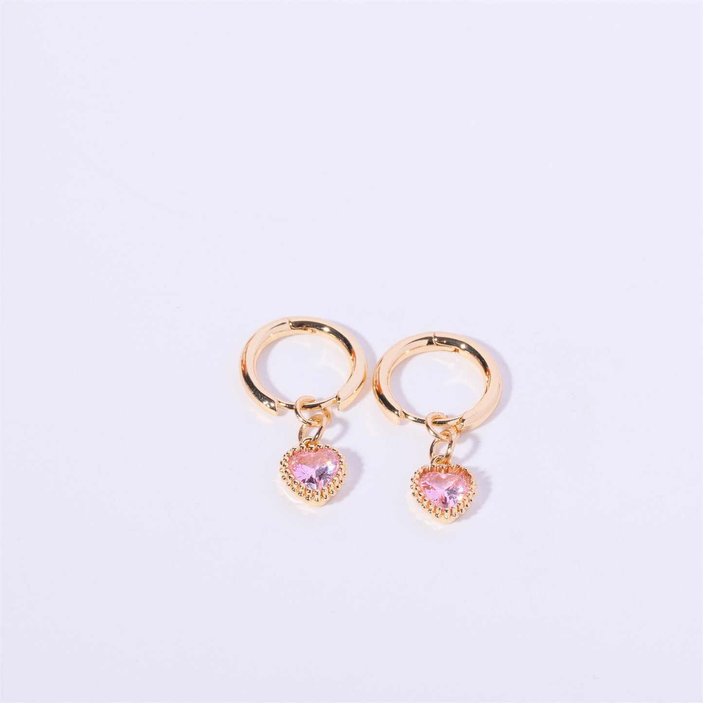 1 Pair Simple Style Heart Shape Plating Inlay Copper Zircon Ear Studs