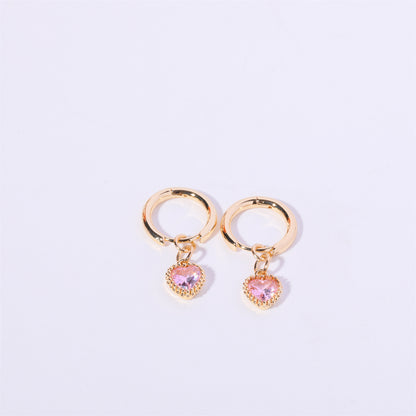 1 Pair Simple Style Heart Shape Plating Inlay Copper Zircon Ear Studs