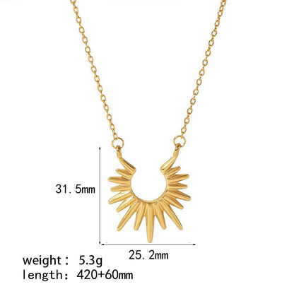 304 Stainless Steel 18K Gold Plated Simple Style Polishing Plating Sun Earrings Necklace