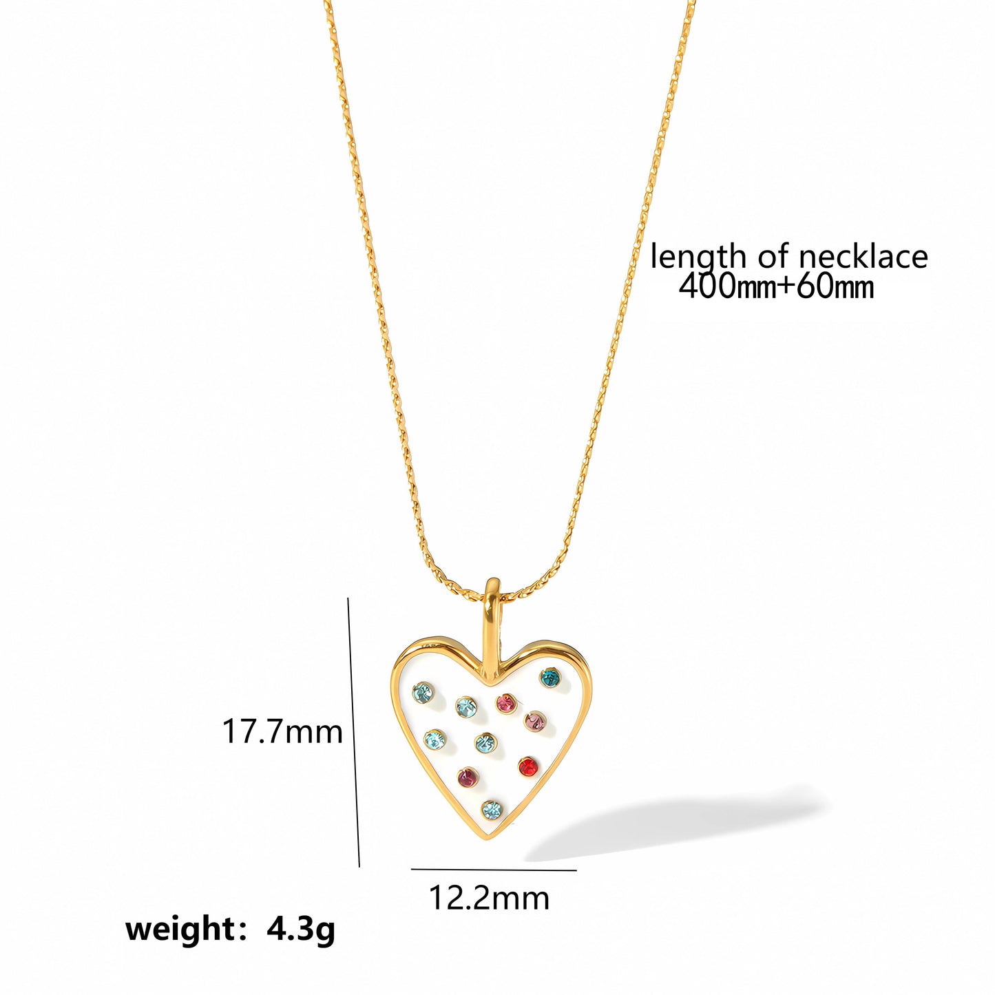 Retro Irregular Square Heart Shape Stainless Steel Polishing Plating Inlay Turquoise 18k Gold Plated Pendant Necklace