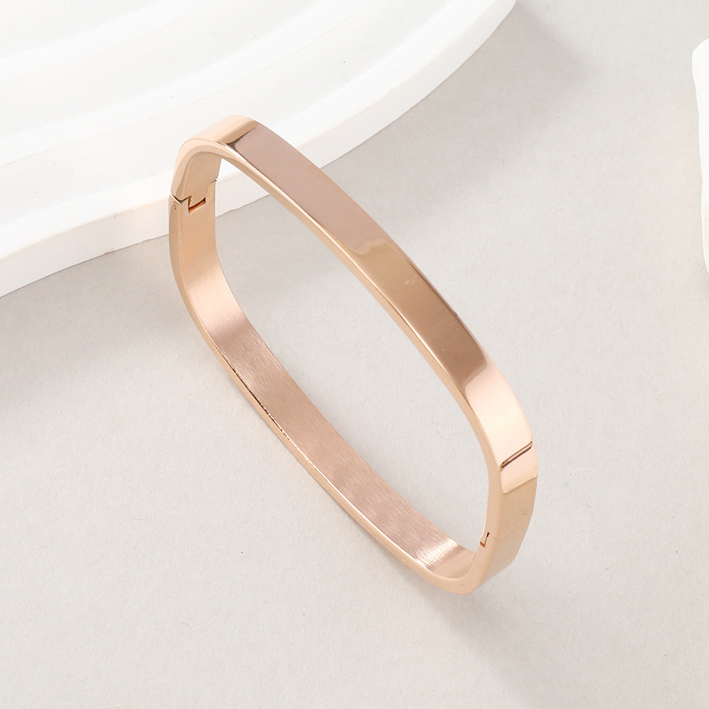 Stainless Steel Simple Style Square Solid Color Plating Bangle