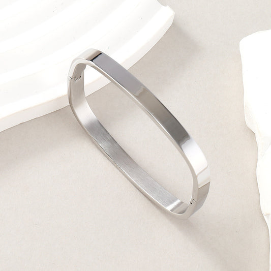 Stainless Steel Simple Style Square Solid Color Plating Bangle