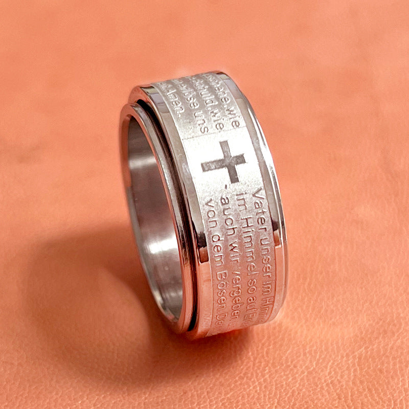 Stainless Steel Simple Style Cross Letter Polishing Rings