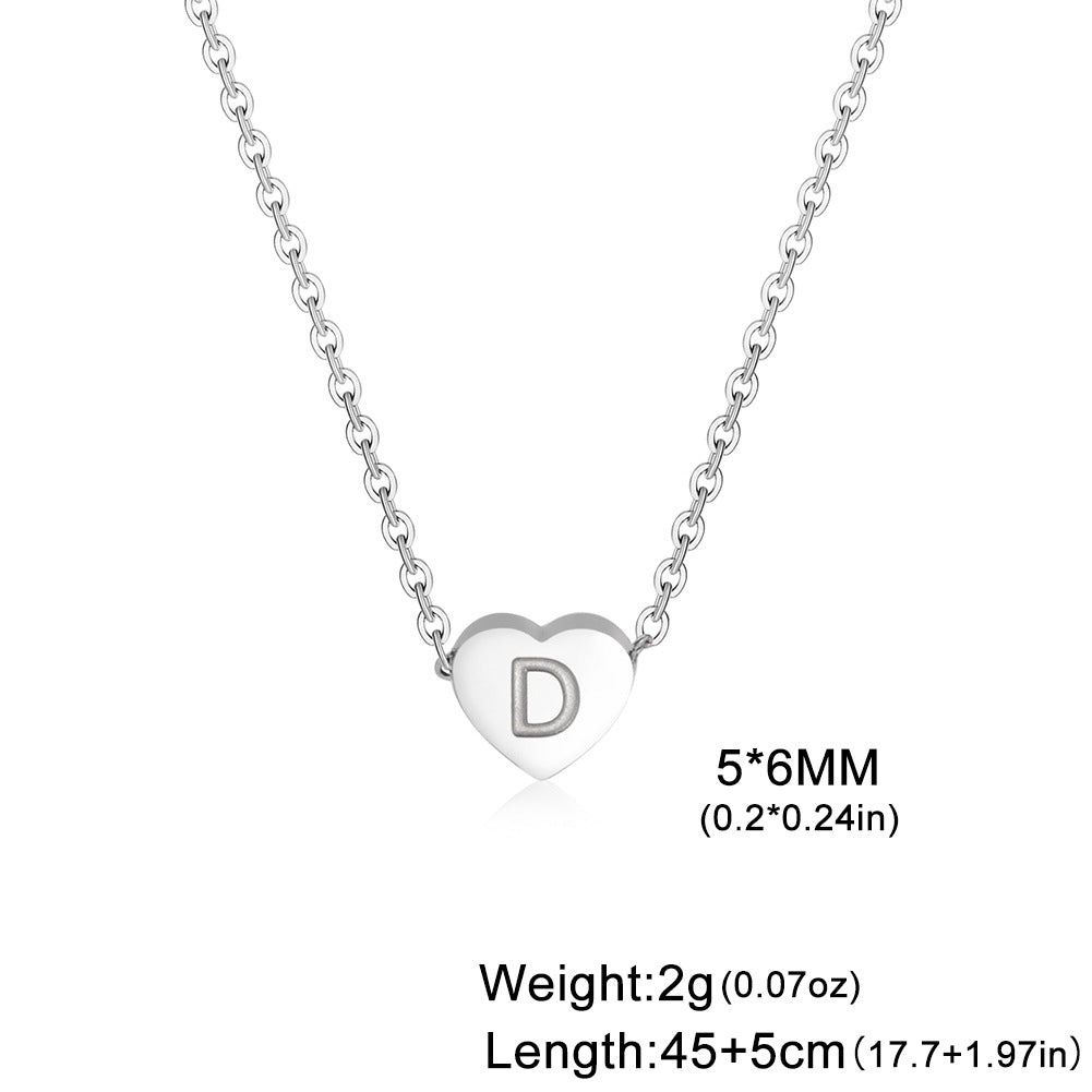 Stainless Steel Titanium Steel Simple Style Letter Heart Shape Plating Pendant Necklace