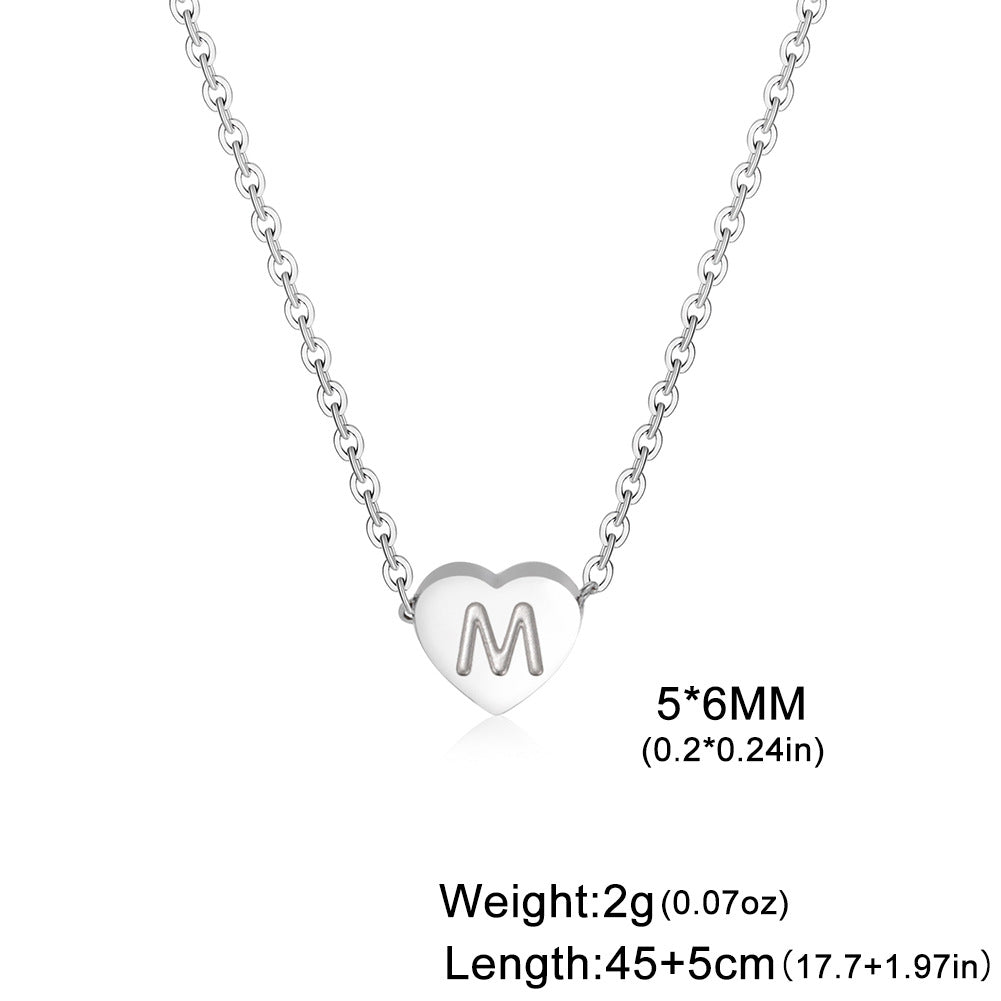 Stainless Steel Titanium Steel Simple Style Letter Heart Shape Plating Pendant Necklace