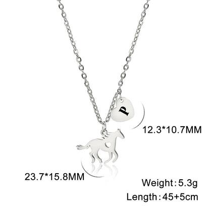 Stainless Steel Titanium Steel Casual Heart Shape Horse Plating Pendant Necklace