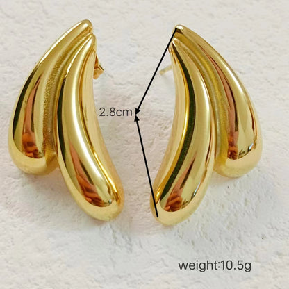 1 Piece Vintage Style Petal Plating Stainless Steel 18K Gold Plated Ear Studs