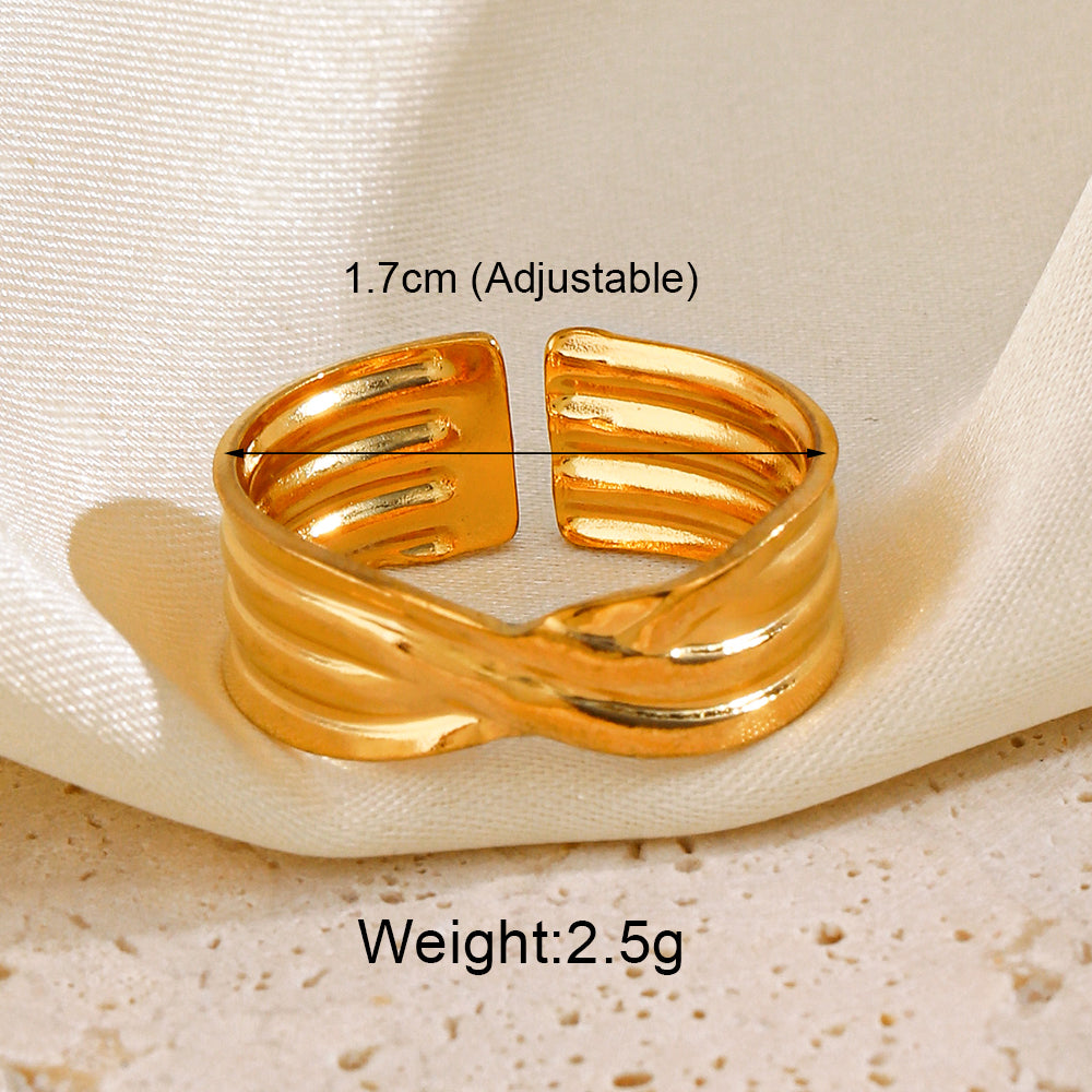 Stainless Steel 18K Gold Plated IG Style Star Heart Shape Solid Color Plating Open Rings