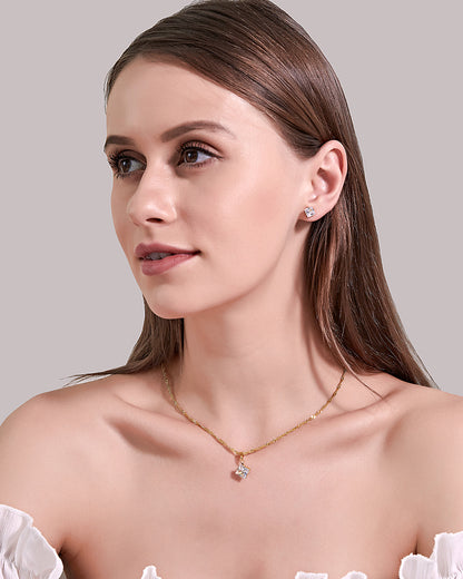 New Crystal Set Jewelry Women's Fashion Party Dress Accessories Square Zircon Three-piece Jewelry Wholesale Gooddiy