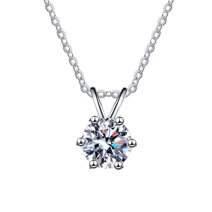 Sterling Silver Elegant Simple Style Geometric GRA Moissanite Zircon Pendant Necklace