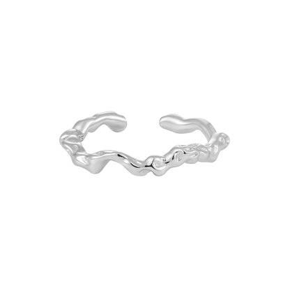 Sterling Silver Simple Style Irregular Plating Open Rings