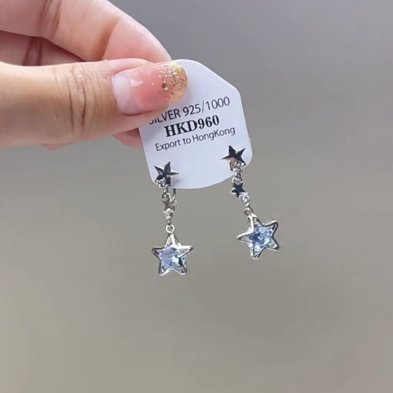 1 Pair Sweet Simple Style Star Tassel Plating Alloy Drop Earrings Ear Studs