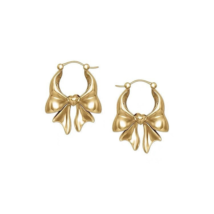 1 Pair Sweet Simple Style Bow Knot Copper Hoop Earrings