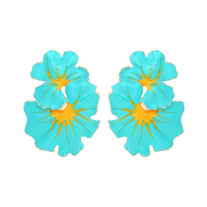 1 Pair Casual Leaf Flower Enamel Zinc Alloy Ear Studs