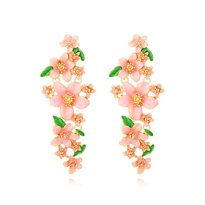 1 Pair Casual Sweet Flower Enamel Zinc Alloy Drop Earrings