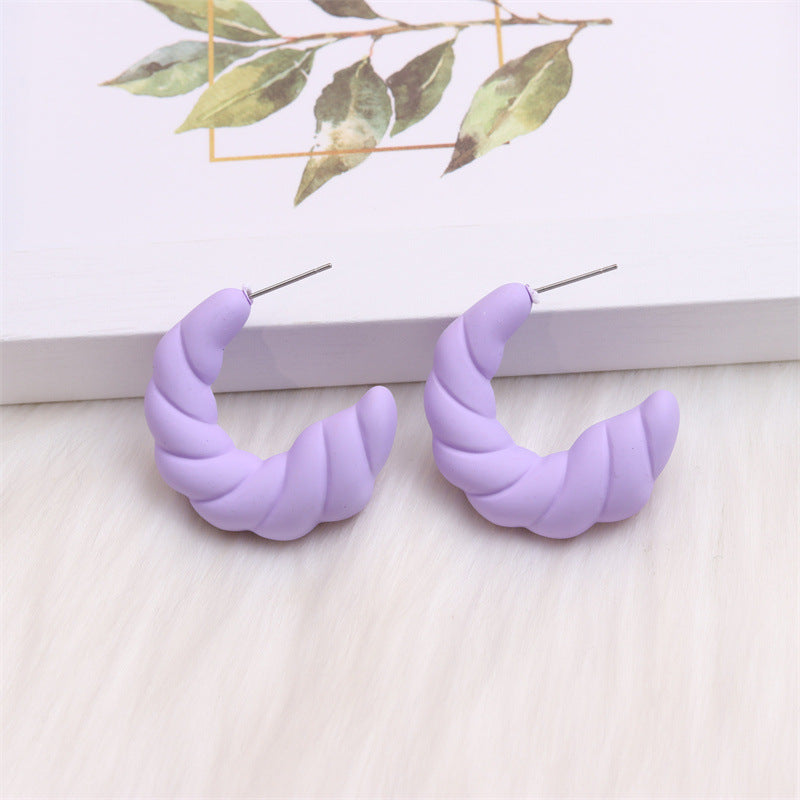 1 Pair Simple Style C Shape Spray Paint Arylic Ear Studs