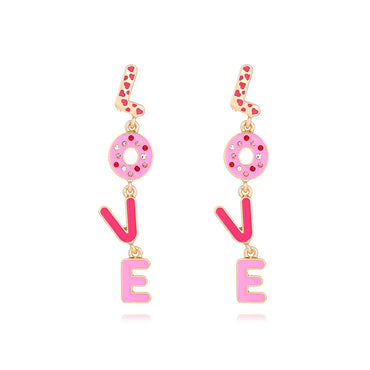 1 Pair IG Style Casual Love Enamel Inlay Zinc Alloy Rhinestones Drop Earrings