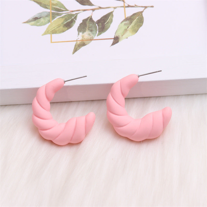 1 Pair Simple Style C Shape Spray Paint Arylic Ear Studs