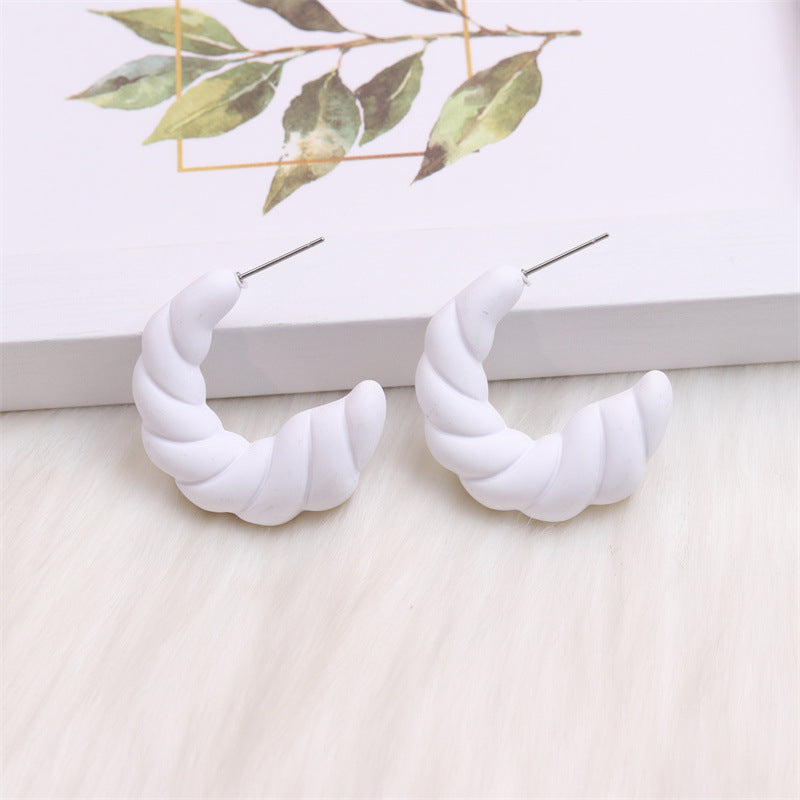 1 Pair Simple Style C Shape Spray Paint Arylic Ear Studs