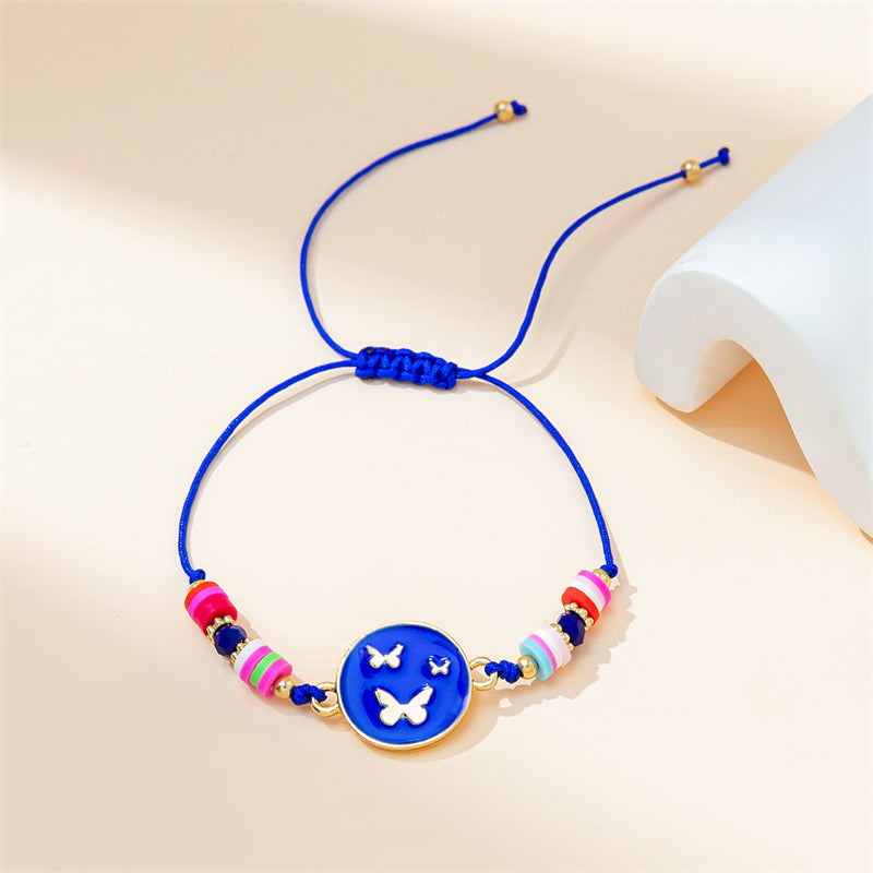 Simple Style Butterfly Alloy Soft Clay Beaded Women's Drawstring Bracelets