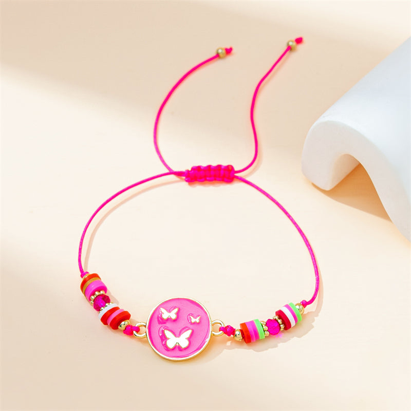 Simple Style Butterfly Alloy Soft Clay Beaded Women's Drawstring Bracelets