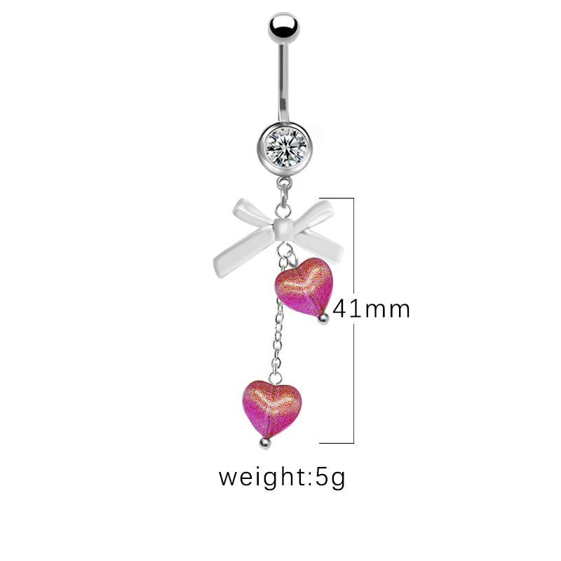 1 Piece Belly Rings Simple Style Star Heart Shape Bow Knot Stainless Steel Arylic Resin Glass White Gold Plated Belly Ring