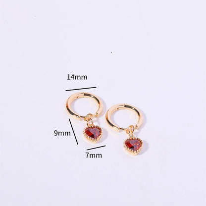 1 Pair Simple Style Heart Shape Plating Inlay Copper Zircon Ear Studs