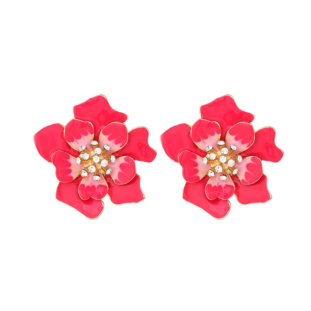 1 Pair Pastoral Flower Enamel Alloy Ear Studs