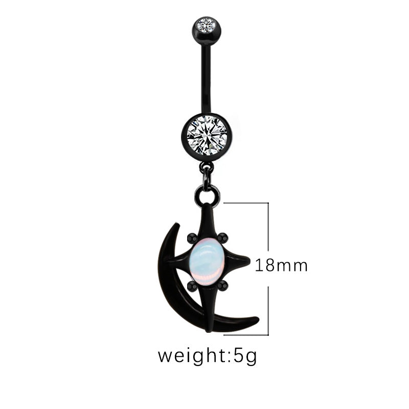 1 Piece Belly Rings Casual Hip-Hop Moon Heart Shape Stainless Steel Arylic Alloy Plating Acrylic Glass White Gold Plated Silver Plated Belly Ring