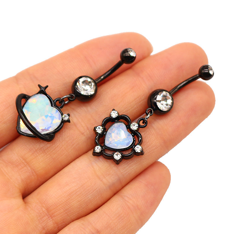 1 Piece Belly Rings Casual Hip-Hop Moon Heart Shape Stainless Steel Arylic Alloy Plating Acrylic Glass White Gold Plated Silver Plated Belly Ring