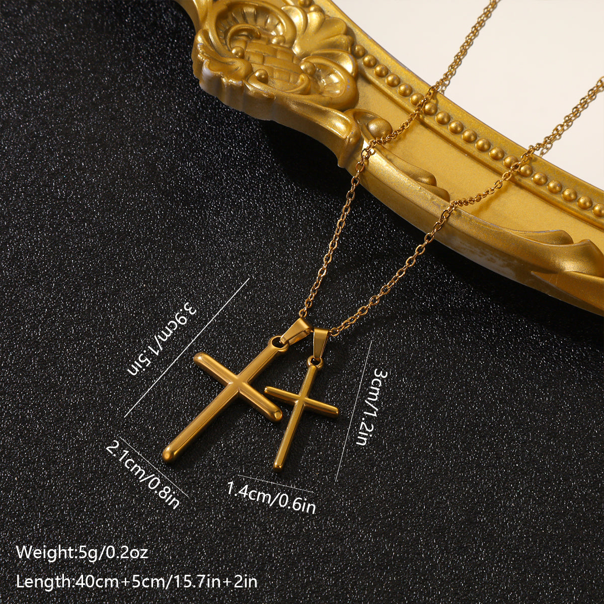 Stainless Steel Elegant Vintage Style Cross Plating Inlay Pendant Necklace