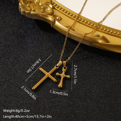 Stainless Steel Elegant Vintage Style Cross Plating Inlay Pendant Necklace