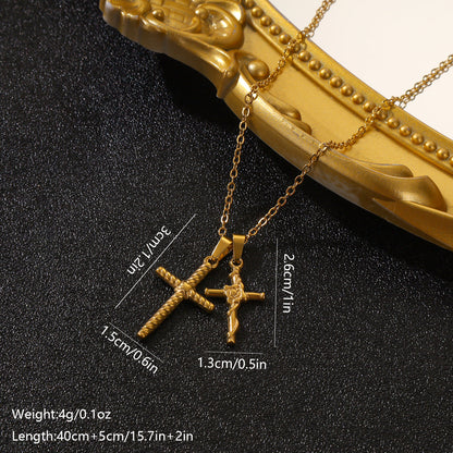 Stainless Steel Elegant Vintage Style Cross Plating Inlay Pendant Necklace