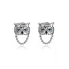 1 Pair IG Style Owl Carving Copper Palladium-Plated White K Ear Studs