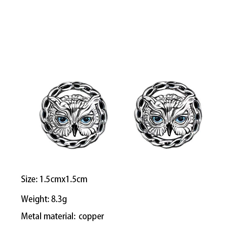 1 Pair IG Style Owl Plating Copper Palladium-Plated White K Ear Studs